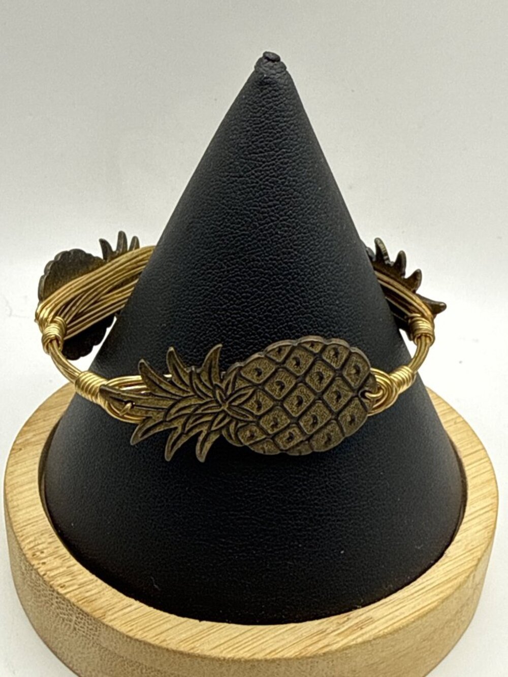 Bourbon Boweties Wire Wrap Gold Pineapple Bangle Bracelet Cottagecore Coastal Co